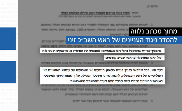מתוך מכתב נלווה להסדר ניגוד העניינים של ראש השב"כ 