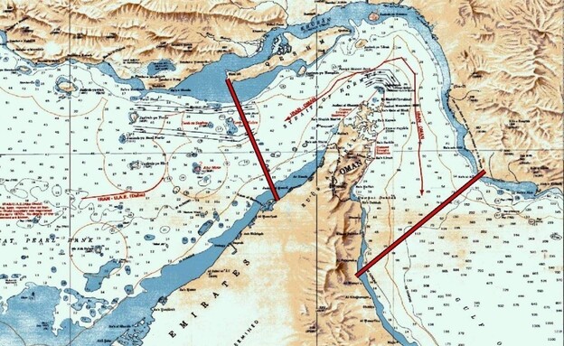 מפות המציגות את השליטה במצר הורמוז לפי משמרות המהפ