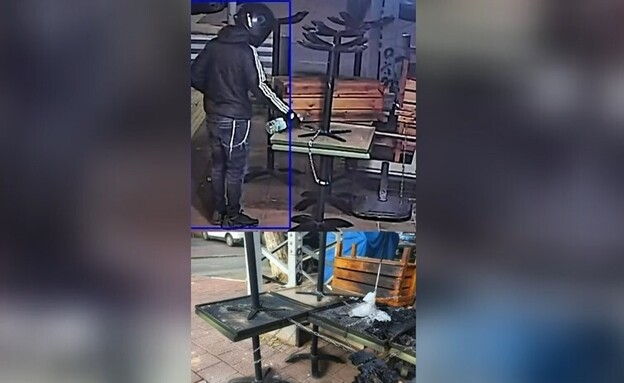 תיעוד הצתת בית קפה במרכז רמת גן