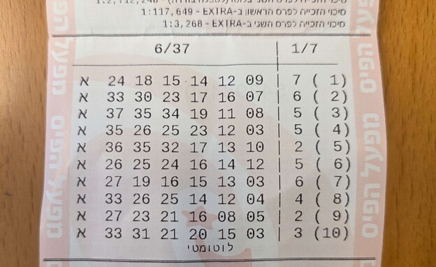 הטופס שזכה ב-15 מיליון שקל בלוטו (צילום: מפעל הפיס)