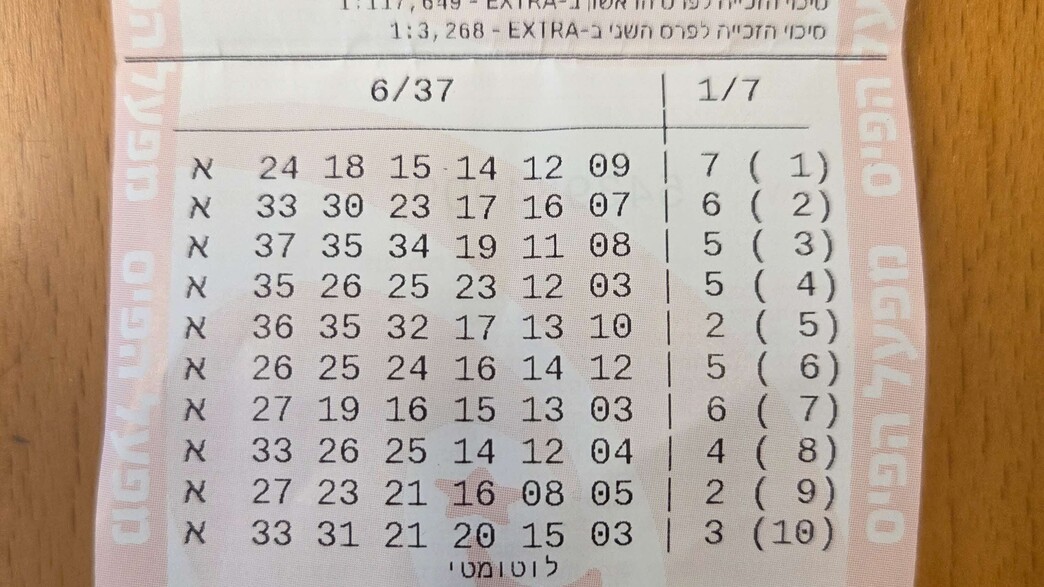 הטופס שזכה ב-15 מיליון שקל בלוטו