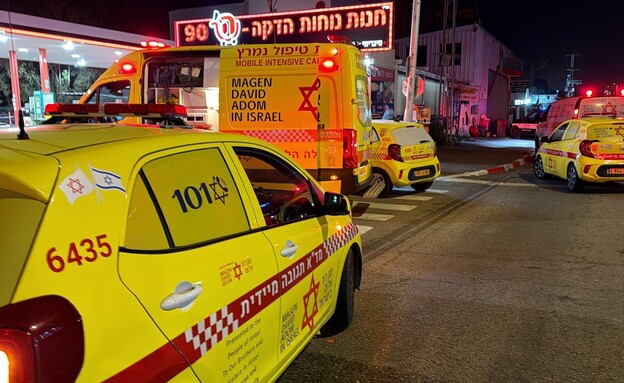 רצח בתחנת דלק בנתניה (צילום: מד"א )