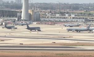 עומס המטוסים האמריקניים בנתב"ג (צילום: ערן שקד)
