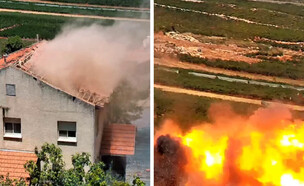 תיעוד פגיעה ישירה של רחפן נפץ במטולה (צילום: טופ ליין תקשורת)