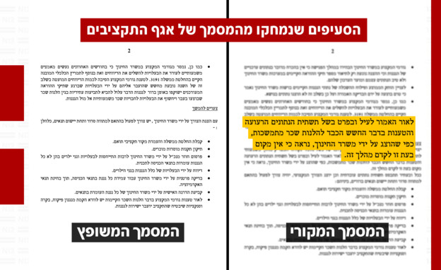 הסעיפים שנמחקו מהמסמך של אגף התקציבים הסעיפים שנמחקו מהמסמך של אגף התקציבים