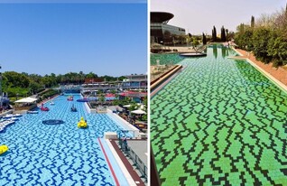 מתחם לה פארק, בעבר ולאחר שהפך ירוק (צילום: באדיבות פורום חולון - הבית של חולון // בעבר: צילום גילי דניאל)
