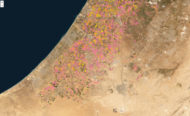 מבט על עוטף עזה עם שדות חיטה, גזר ותפוחי אדמה