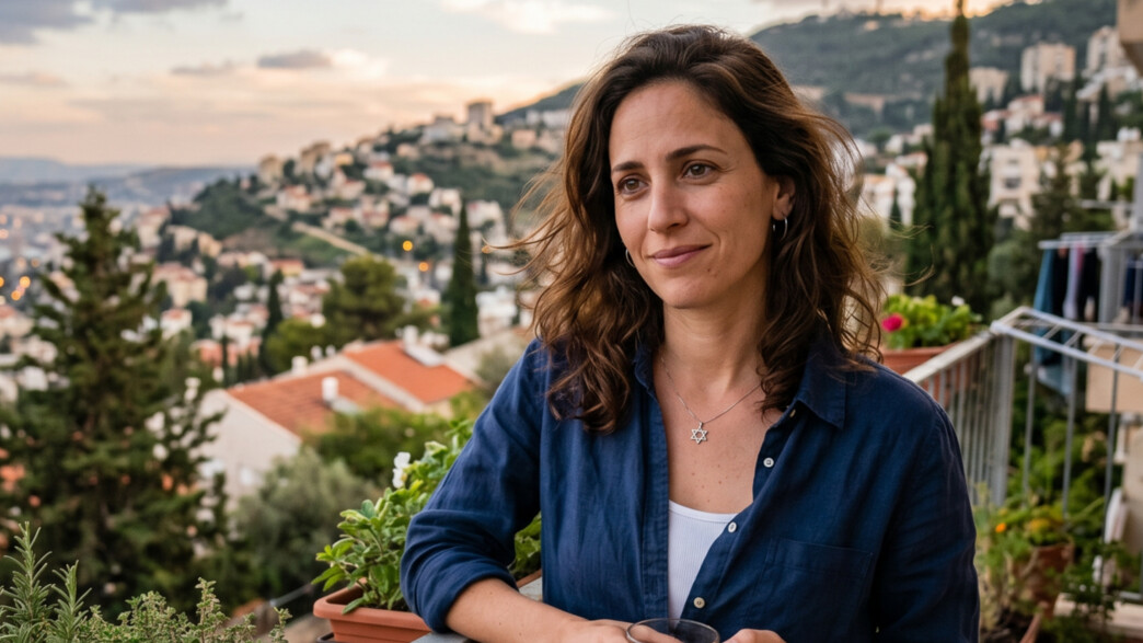 אישה עומדת במרפסת ביתה