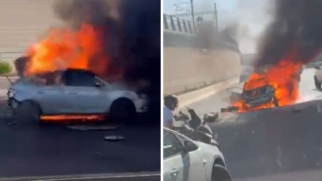 זירת פיצוץ הרכב בנתיבי איילון, סמוך למחלף חולון