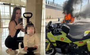ליה כהן מלכה ז"ל עם בתה וזירת הרצח (צילום: תיעוד מבצעי מד"א, מתוך הרשתות החברתיות, שימוש לפי סעיף 27א לחוק זכויות היוצרים)