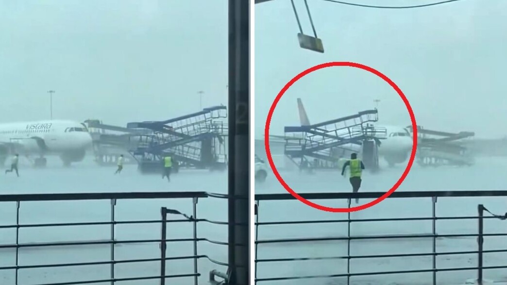 יצאו משליטה: מדרגות עלייה למטוס הרסו 3 מטוסים בנמל הבין-לאומ