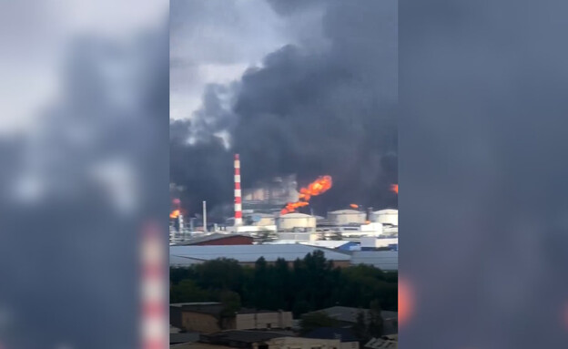 תיעוד מתקיפות אוקראיניות בבית הזיקוק במוסקווה