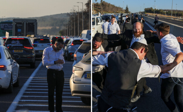 מחאות החרדים נגד מעצר משתמטים (צילום: Reuters)