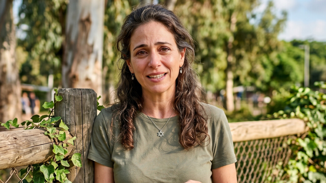 אישה עומדת בפארק