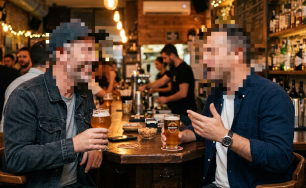 גברים בבר (צילום: AI)