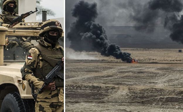 הכוחות מעבר לגבול (צילום: KHALED DESOUKI/AFP via Getty Images)