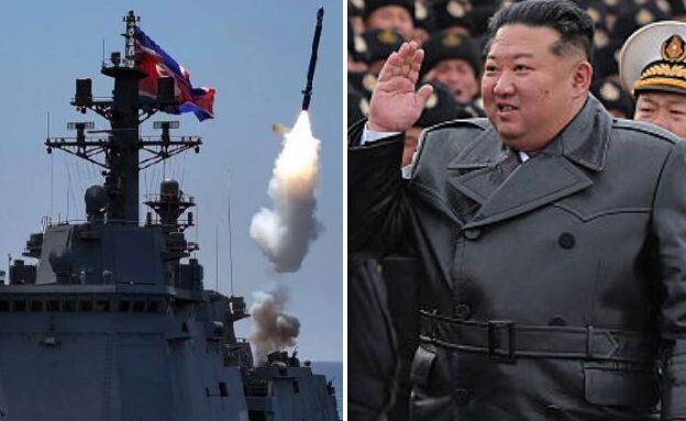 קים והשיגור (צילום: X / screen capture | KCNA VIA KNS / AFP via Getty Images )