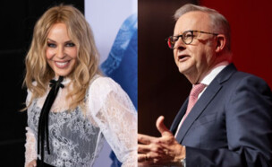 אנתוני אלבאנז, קיילי מינוג (צילום: Jeff Spicer and Asanka Ratnayake/Getty Images)