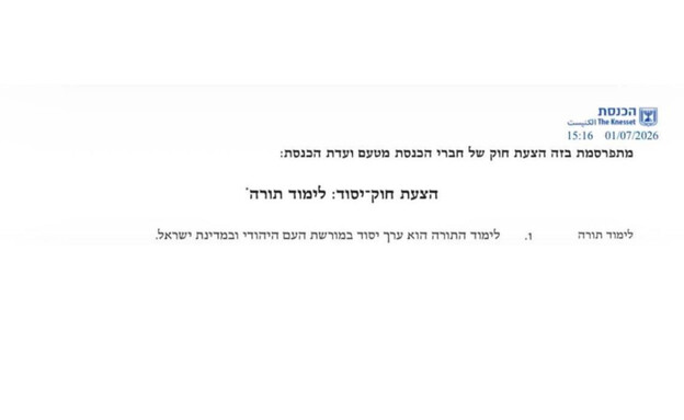 נוסח הצעת חוק יסוד לימוד תורה נוסח הצעת חוק יסוד לימוד תורה