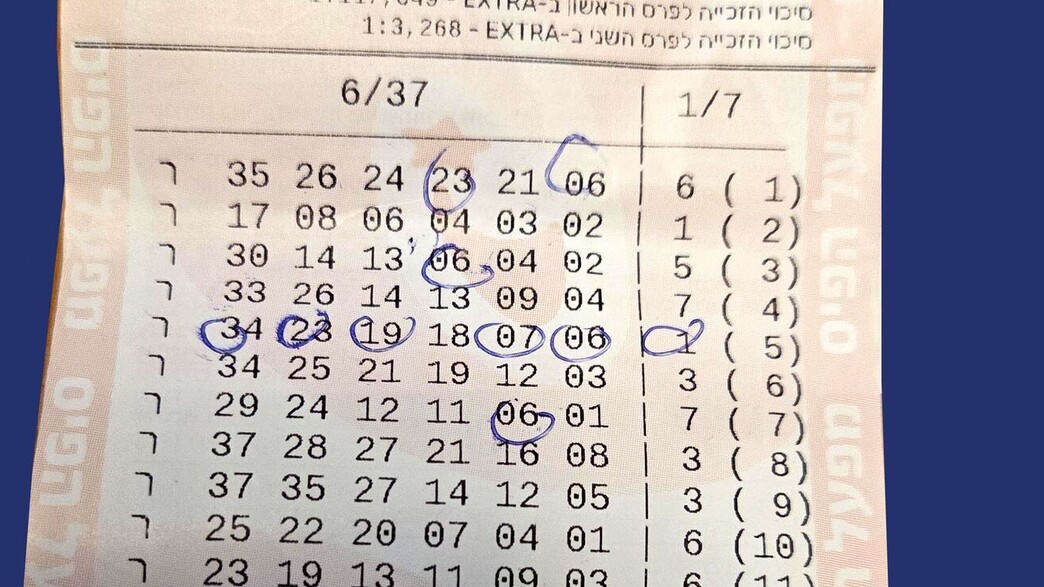 הטופס הזוכה בהגרלת הלוטו, יולי 2026