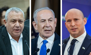 נפתלי בנט,בנימין נתניהו, גדי איזנקוט (צילום: פלאש 90)