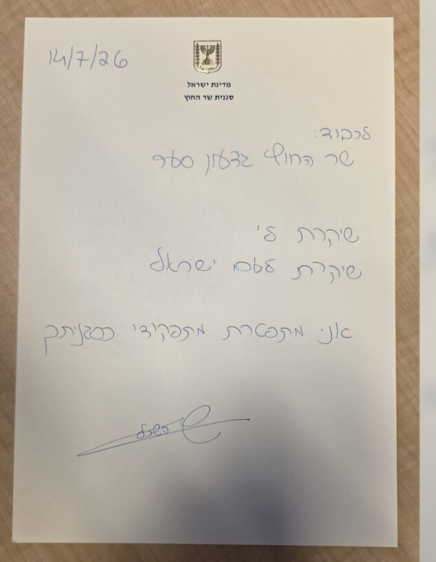 מכתב ההתפטרות של שרן השכל מכתב ההתפטרות של שרן השכל