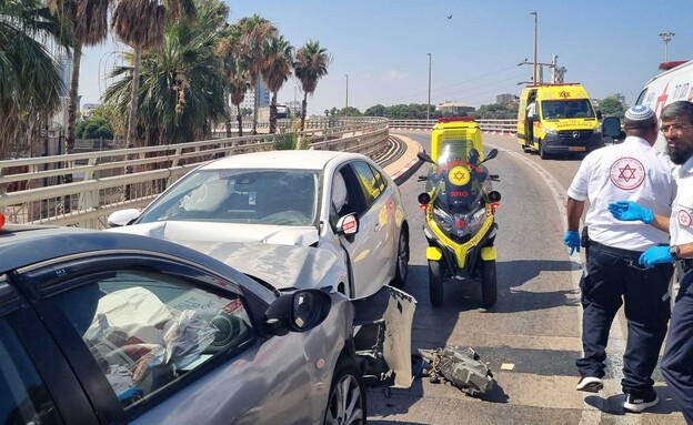 זירת התאונה באשדוד (צילום: תיעוד מבצעי מד"א)