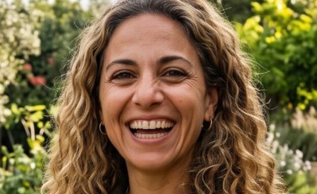 אישה עומדת בגינה (AI: mako)