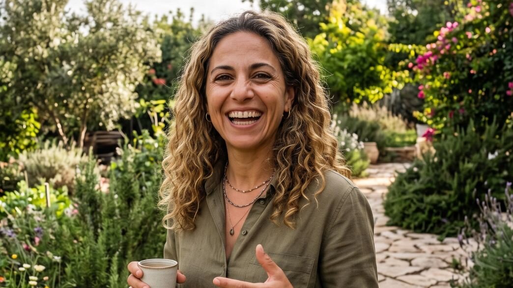 אישה עומדת בגינה אישה עומדת בגינה