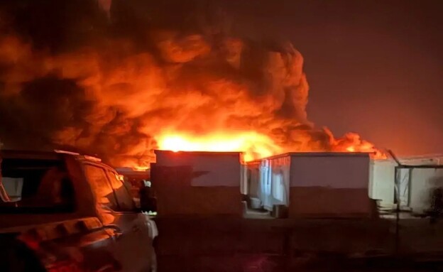 תיעוד מהפגיעה בבסיס חיל האוויר שבירדן ע"י האיראנים (צילום: לפי סעיף 27 א')