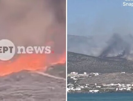 תושבים פונו, כוחות הוקפצו: שריפה משתוללת באי היווני