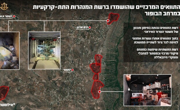 התוואים המרכזיים שהושמדו ברשת המנהרות בבופור התוואים המרכזיים שהושמדו ברשת המנהרות בבופור