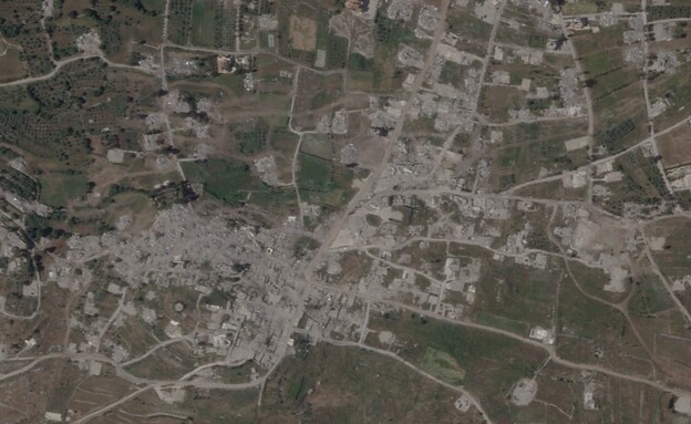 ההרס הכפר יארון שבדרום לבנון (צילום: Planet Labs PBC)
