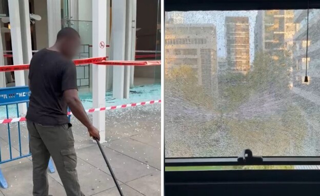 הנזק מפיצוץ הרימון בשכונת צמרת בת"א