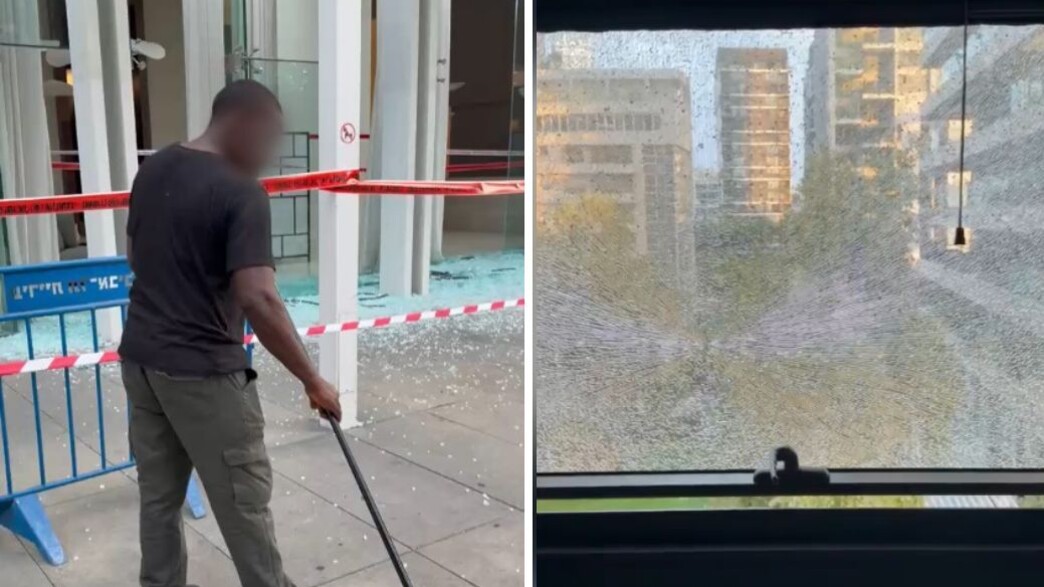 הנזק מפיצוץ הרימון בשכונת צמרת בת"א הנזק מפיצוץ הרימון בשכונת צמרת בת"א