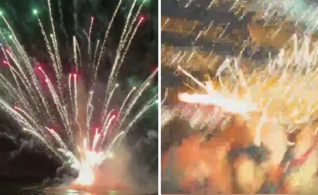 הזיקוק שנפל בקהל (צילום: רשתות חברתיות לפי סעיף 27 א')
