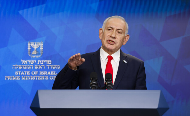 ראש הממשלה נתניהו במסיבת עיתונאים (צילום: אוליביה פיטוסי , פלאש 90)