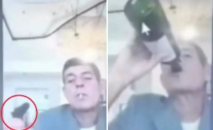 השופט שתה יין והדליק סיגריה באמצע דיון (צילום: מתוך הרשתות החברתיות לפי סעיף 27א׳ לחוק זכויות יוצרים)