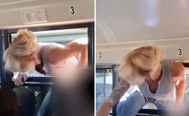 אמא מתפרצת להסעת בית ספר בקליפורניה