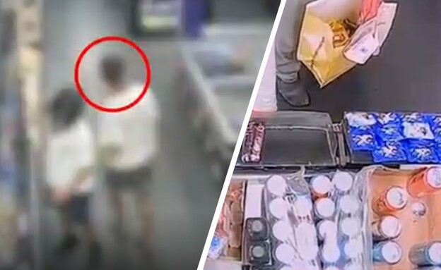 תיעוד גניבת בקבוקי יין