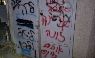 הגרפיטי שרוסס בגינה בחולון (צילום: עיריית חולון)