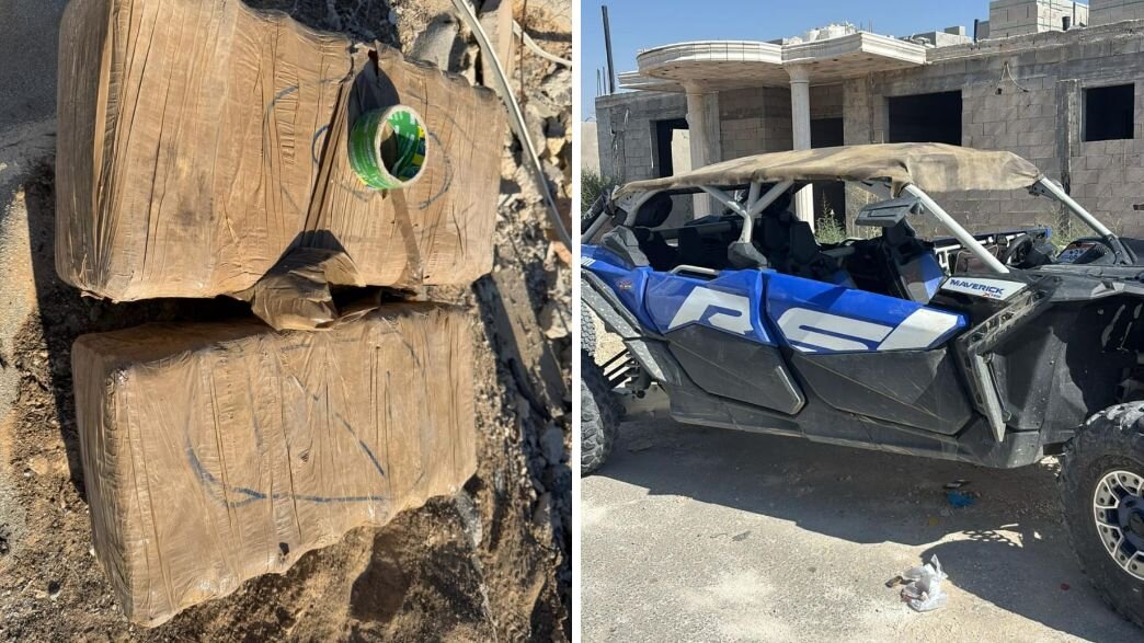 רכב השטח והסמים שנתפסו רכב השטח והסמים שנתפסו