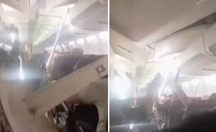 רגעי האימה במטוס באיראן (צילום: רשתות חברתיות לפי סעיף 27א')