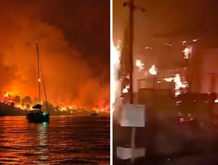 "החלטנו לרוץ": האש הגיע לריזורט באי - מאות תיירים ברחו לים