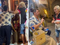 התגובה של הישראלי לתמונות של היטלר בחנות המזכרות באיטליה