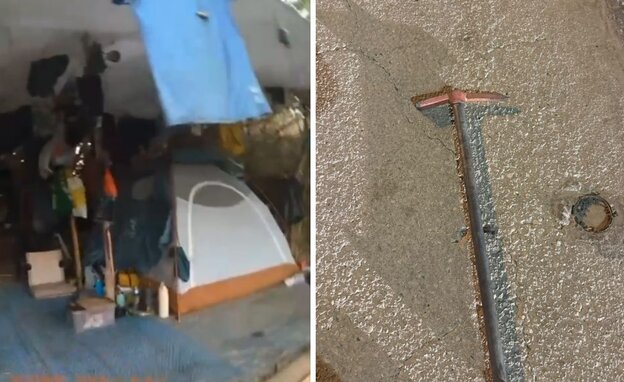 הגרזן והמתחם שבו לן החשוד בכנרת