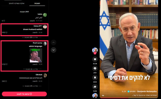 התגובות על סרטון הטיקטוק של נתניהו שגרפו אלפי לייקים התגובות על סרטון הטיקטוק של נתניהו שגרפו אלפי לייקים