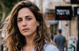 אישה עומדת ברחוב (AI: mako)