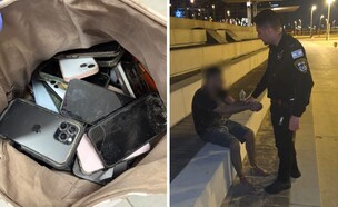 גניבת הטלפונים בחוף הים בתל אביב (צילום: דוברות המשטרה)