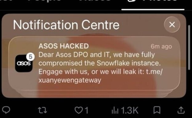 ההודעה שקיבלו משתמשי ASOS (מקוצר) ההודעה שקיבלו משתמשי ASOS (מקוצר)